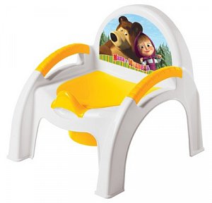 Пластишка Горшок-стульчик с аппликацией Маша и Медведь 431379906 желтый