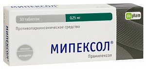 Мипексол таблетки 0,25 мг 30 шт.