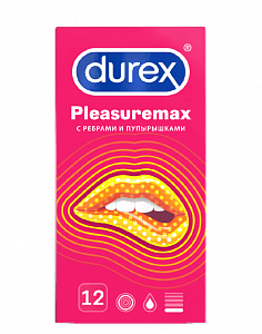 Durex Презервативы Pleasuremax с ребрами и пупырышками 12 шт.