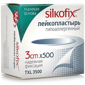 Лейкопластырь 3 см х 500 см тканевая основа Silkofix
