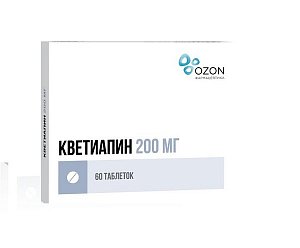 Кветиапин таблетки покрытые пленочной оболочкой 200 мг 60 шт.