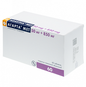 Агарта Мет таблетки покрытые пленочной оболочкой 50 мг+850 мг 60 шт.