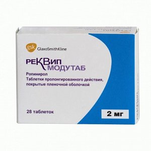 Реквип Модутаб таблетки пролонгированного действия покрытые пленочной оболочкой 2 мг 28 шт.