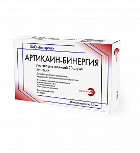 Артикаин-Бинергия раствор для инъекций 20 мг/мл картридж 1,7 мл 10 шт.