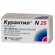 Curantil N plyonka bilan qoplangan planshetlar 25 mg 120 dona.