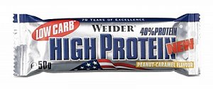 Weider 40% Low Carb High Protein Bar Арахис-карамель протеиновый батончик 100 г