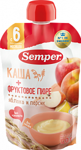 Semper Пюре Яблочно-персиковое с кашей с 6 мес.120 г