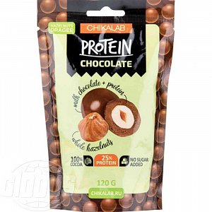 Протеиновые драже в шоколаде 120г Protein Chocolate Dragee лесной орех Chikalab