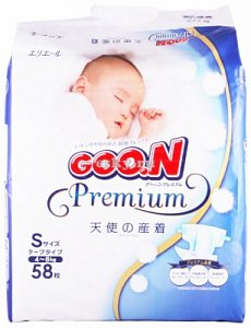 GooN Подгузники премиум 4-8 кг S 58 шт.