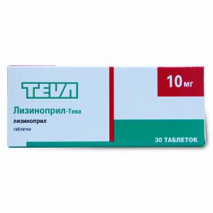 Лизиноприл-Тева таблетки 10 мг 30 шт.