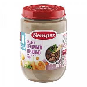 Semper Пюре Овощи с телячьей печенью с 8 мес. 190 г