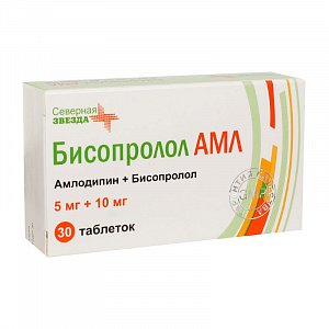 Бисопролол АМЛ таблетки 5 мг+10 мг 30 шт.
