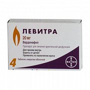 Левитра таблетки покрытые пленочной оболочкой 20 мг 4 шт. Левитра