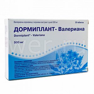 Дормиплант-Валериана таблетки покрытые пленочной оболочкой 500 мг 25 шт.