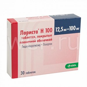 Лориста Н таблетки покрытые пленочной оболочкой 12,5 мг+100 мг 30 шт.