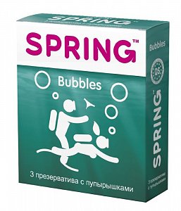 Spring Презервативы Bubbles с пупырышками 3 шт.