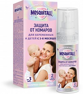 Mosquitall [Москитол] Нежная защита 2 в 1 для младенцев от 3-х месяцев и беременных Молочко-спрей 100 мл