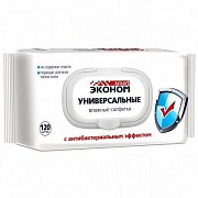 Салфетки влажные антибактериальные универсальные Эконом smart 120 шт. упаковка с пластиковым клапаном Салфетки влажные антибактериальные