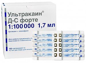Ультракаин Д-С Форте раствор для инъекций 1,7 мл картриджи 100 шт.