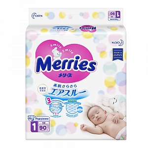Merries Подгузники для новорожденных 0-5 кг 90 шт.