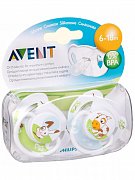 Avent Пустышка cиликоновая Домашние животные 6-18мес 2шт
