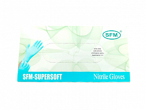Перчатки SFM нитриловые н/стерил. н/опудр. смотровые р.XL №200 (100 пар) голубые