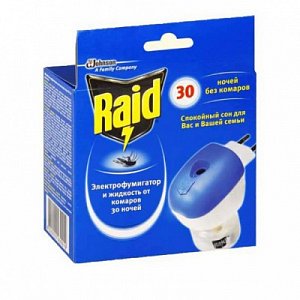 Raid Электрофумигатор и жидкость 30 ночей от комаров