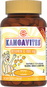 Солгар Кангавитес таблетки жевательные с витамином С 100 мг со вкусом апельсина (БАД)