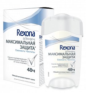 Рексона антиперспирант крем Максимальная защита Свежесть чистоты 45мл