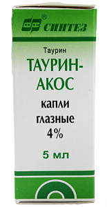 Таурин-АКОС глазные капли 4% флакон 5 мл