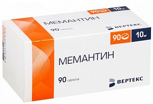 Мемантин таблетки покрытые пленочной оболочкой 10 мг 90 шт.