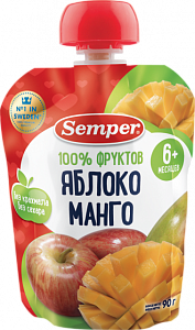 Semper Пюре Яблоко и манго с 6 мес. 90 г