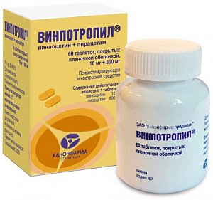 Винпотропил Таблетки Покрытые Пленочной Оболочкой 10 Мг+800 Мг 60.