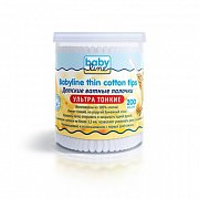 Babyline Ватные палочки ультра тонкие 200 шт. в пластиковом боксе