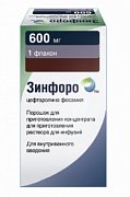 Зинфоро порошок для приготовления концентрата для раствора для инфузий 600 мг флакон 10 шт. Зинфоро