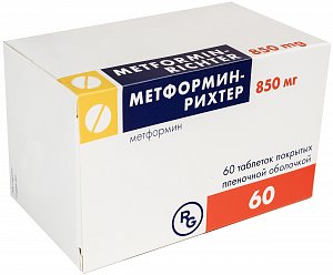 Метформин-Рихтер таблетки покрытые пленочной оболочкой 850 мг 60 шт.