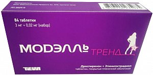 Модэлль Тренд таблетки покрытые пленочной оболочкой 3 мг+0,02 мг 84 шт.