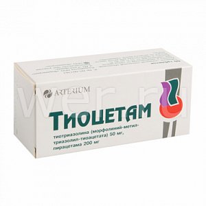 Тиоцетам таблетки покрытые пленочной оболочкой 50 мг+ 200 мг 60 шт.