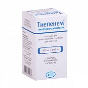 Тиепенем порошок для приготовления раствора для инфузий 500 мг+500 мг флакон 1 шт. Тиепенем