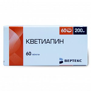 Кветиапин таблетки покрытые пленочной оболочкой 200 мг 60 шт.