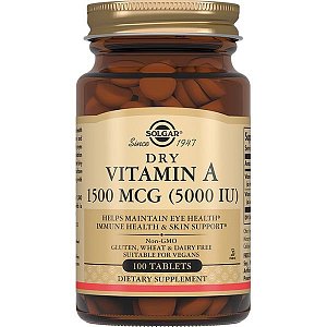 Солгар Сухой витамин А таблетки 1500 мкг (5000 МЕ) 370 мг 100 шт. (БАД)