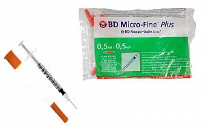 Шприц Micro-Fine+ инсулиновый U-100 0,5 мл 10 шт. игла 29G 12,7 мм