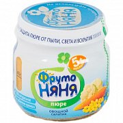 ФрутоНяня Пюре Овощной салатик Цветная капуста, кукуруза и морковь с 5 мес. 80 г ФрутоНяня Пюре Овощной салатик Цветная капуста, кукуруза и морковь с 5 мес. 80 г