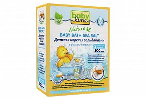 Babyline Детская морская соль для ванны с чередой 500 г, фильтр-пакеты