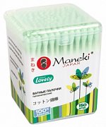 Maneki Палочки ватные Гигиенические с зеленым стиком 220951 150 шт.