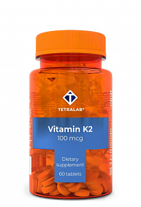 Витамин К2 таблетки покрытые оболочкой 100 мкг 165 мг 60 шт. Tetralab (БАД)