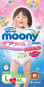 Moony Man Подгузники-трусики L 9-14 кг 44 шт. для девочек