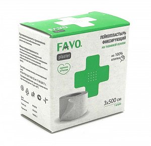 Лейкопластырь 3 см х 500 см на тканевой основе Favo