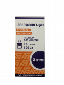 Левофлоксацин раствор для инфузий 5 мг/мл флакон 100 мл Белмедпрепараты