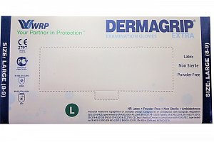 Перчатки Dermagrip Extra латексные нестерильные неопудренные смотровые р.L №50 (25 пар)